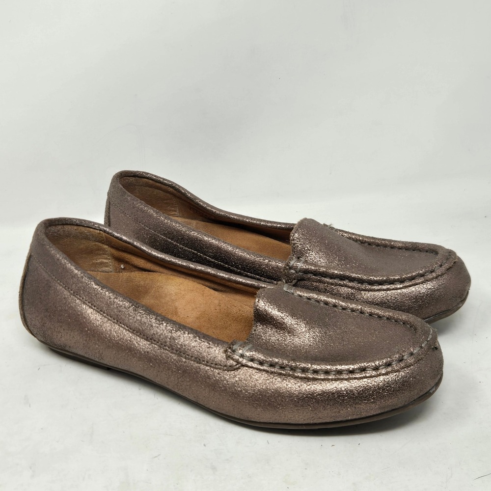 Vionic‎ Debbie Metallic Loafers Pewter Bronze Leather Driving Mocs Womens 7